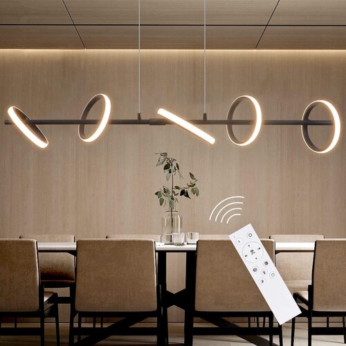 Nettlife LED viseča svetilka Moderna Črna Diam.106CM Zatemnitvena z daljincem 42W Kovina Nastavljiva višina za jedilnico Dnevna soba, (22123009) Cene