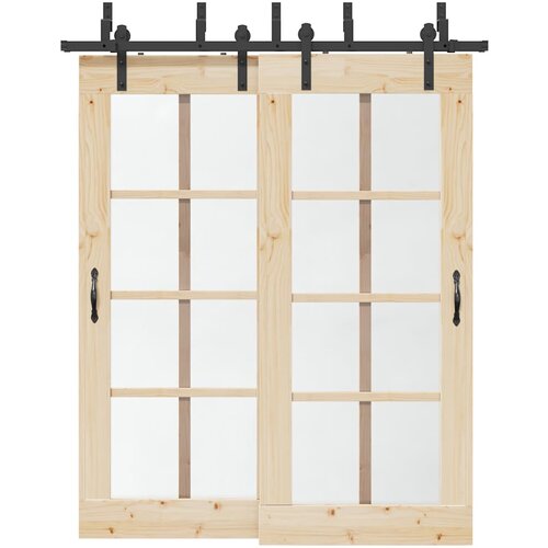 VidaXL Komplet opreme za drsna vrata 183 cm jeklo črne barve Slike