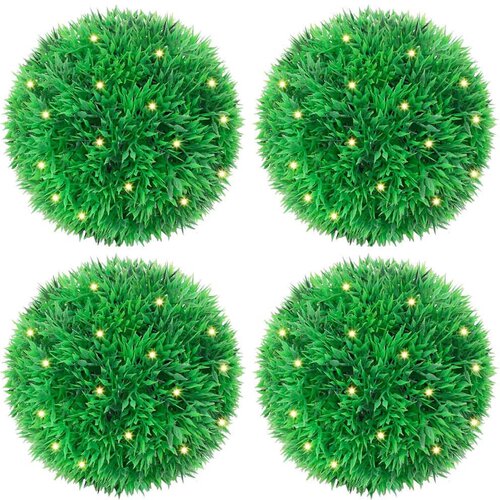 vidaXL Umetni pu&scaron;pani okrogli z LED lučmi 4 kosi zelene 12 cm Cene