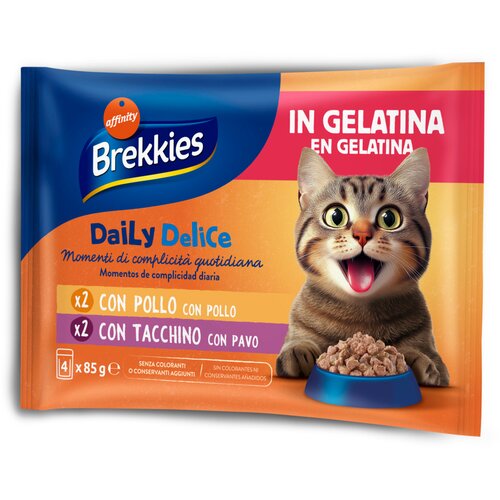  Ekonomično pakiranje Brekkies Daily Delice 24 x 85 g - Piletina i puretina u želeu Cijene