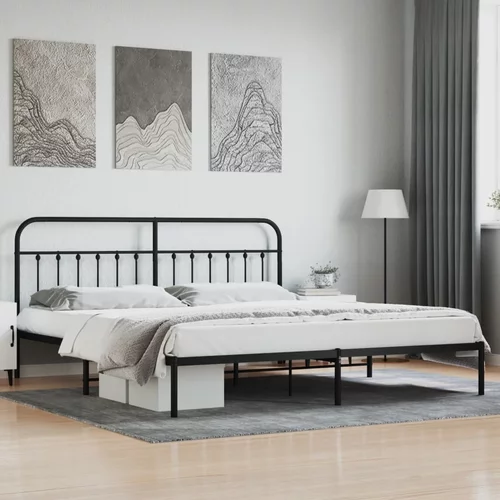 vidaXL Kovinski posteljni okvir z vzglavjem črn 193x203 cm