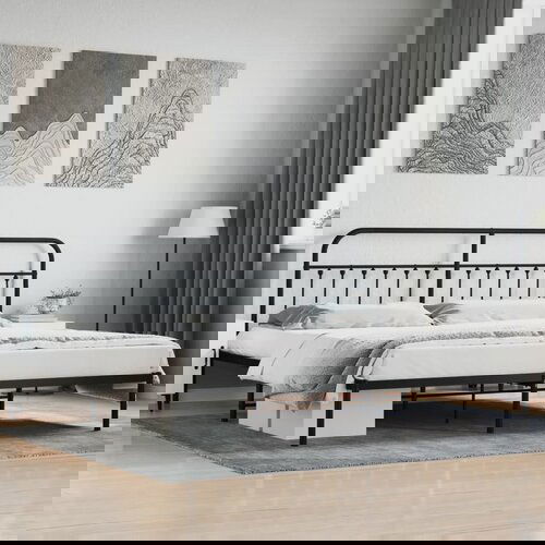VidaXL Metalni okvir za krevet s uzglavljem crni 193x203 cm Slike