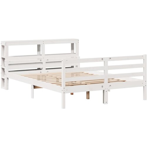 vidaXL Posteljni okvir z vzglavjem bel 150x200 cm trdna borovina, (21304058) Cene