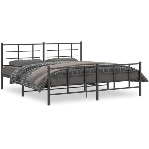 vidaXL Kovinski posteljni okvir z vzglavjem in vznožjem črn 180x200 cm Cene