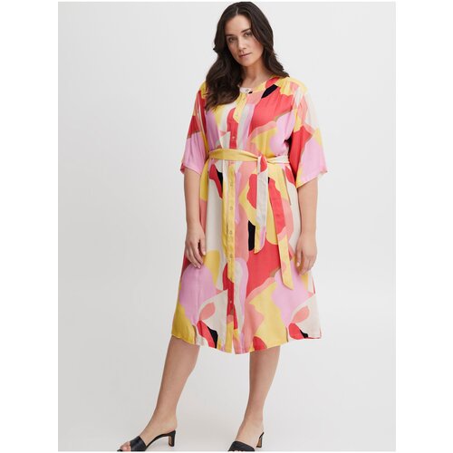 Fransa White-Pink Women Patterned Shirt Dress - Women Slike