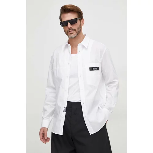 Versace Jeans Couture Pamučna košulja za muškarce, boja: bijela, regular, s klasičnim ovratnikom