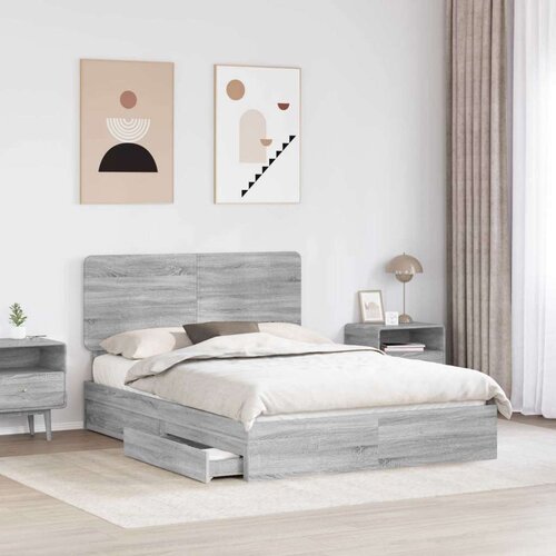  Okvir za krevet s ladicama Siva Sonoma 150 x 200 cm Slike