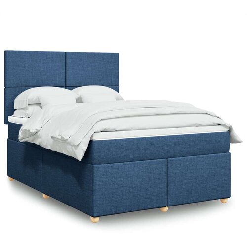 vidaXL Box spring postelja z vzmetnico modra 140x200 cm blago, (21305369) Cene