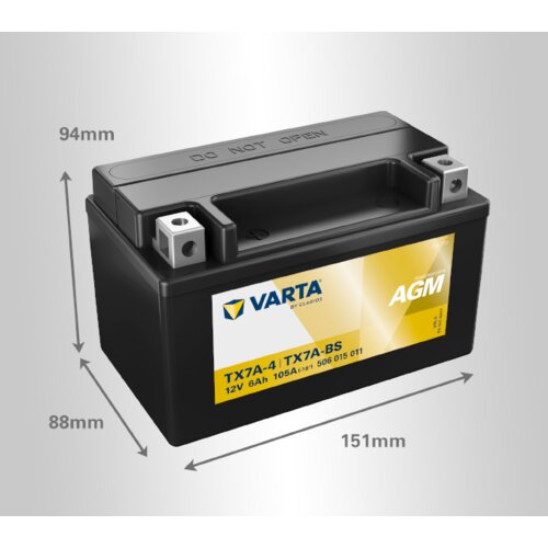 Varta Akumulator Powersports AGM YTX7A-BS, 12V, 6Ah, L+ Slike