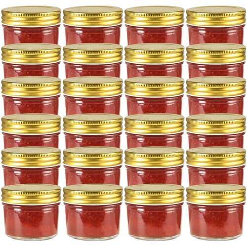 VidaXL Staklenke za džem sa zlatnim poklopcima 24 kom 110 ml Slike