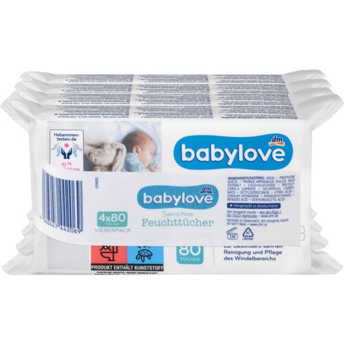 babylove sensitive vlažne maramice za bebe, 4x80 kom. 320 kom Slike