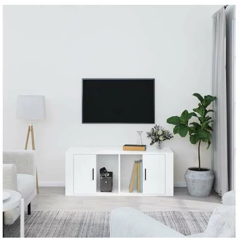  TV omarica visok sijaj bela 100x35x40 cm inženirski les