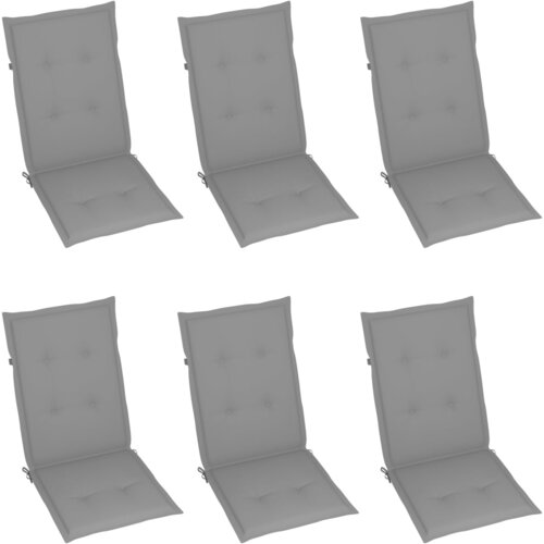  Sklopive stolice 6 kom s jastucima od punog bagremovog drveta Siva 120 x 50 x 3 cm Slike