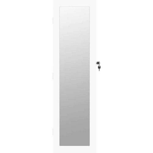  Zidni ormarić za nakit s ogledalom bijeli 30 x 8,5 x 106 cm Slike