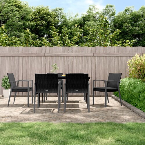 VidaXL Vrtne stolice s jastucima 6 kom crne 56 5x57x83 cm poliratan Slike