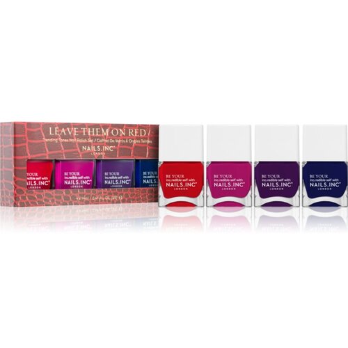 Nails Inc. Leave Them On Red set lakova za nokte Slike