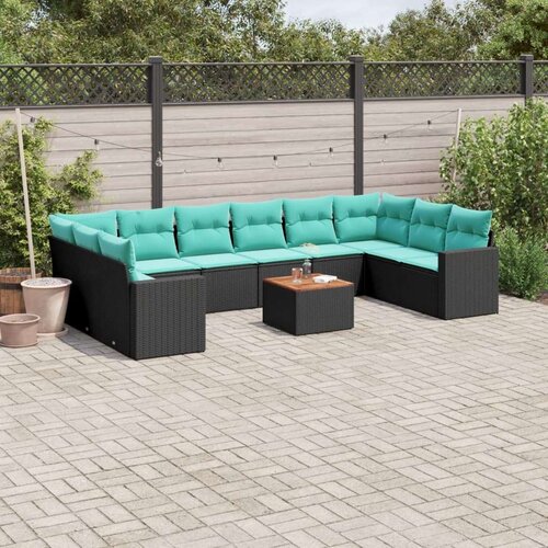  Vrtna garnitura - 11-dijelni set vrtnih sofa od poliratana s jastucima crni - Crna 2x corner+6x centre+2x sofa+1x garden+12x bac Cijene