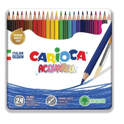 Carioca 24-delni komplet akvarelnih barvnih svinčnikov v kovinski &scaron;katli - Cene