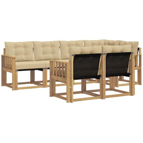vidaXL Zunanja garnitura za sedenje z blazino 7 pcs Bela in bež, (5000270329) Cene