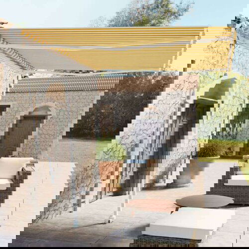 Tenda Samostojeća automatska tenda 300 x 250 cm žuto-bijela Cene