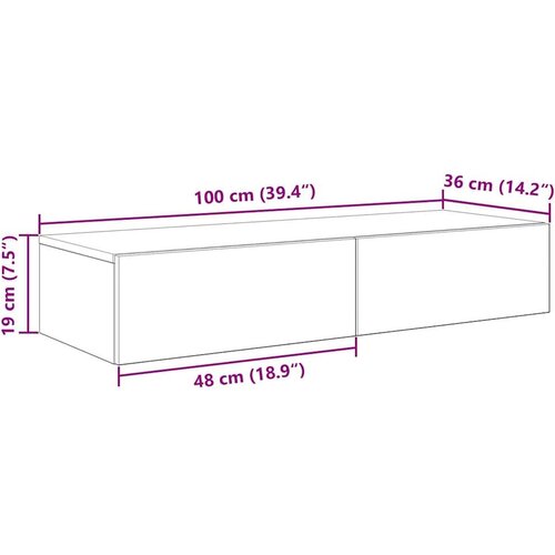VidaXL Zidna polica s ladicama bijela 100x36x19 cm izrađeno drvo Slike