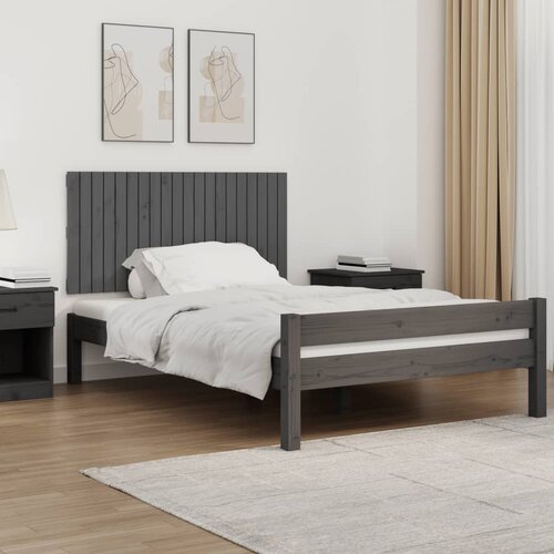 VidaXL Stensko posteljno vzglavje sivo 127,5x3x60 cm trdna borovina Slike