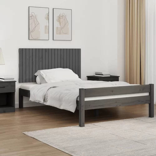 vidaXL Stensko posteljno vzglavje sivo 127,5x3x60 cm trdna borovina