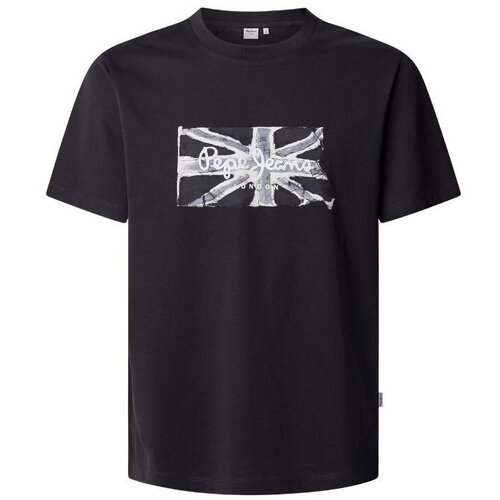 PepeJeans Majice s kratkimi rokavi PM509720 FLAG BW Črna Cene