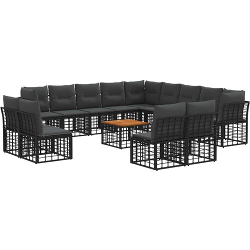  Set vanjskih sofa 14 kom. Crna i tamno siva Poliester Slike