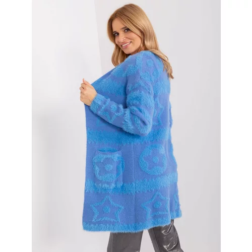 Fashion Hunters Blue women's cardigan with patterns