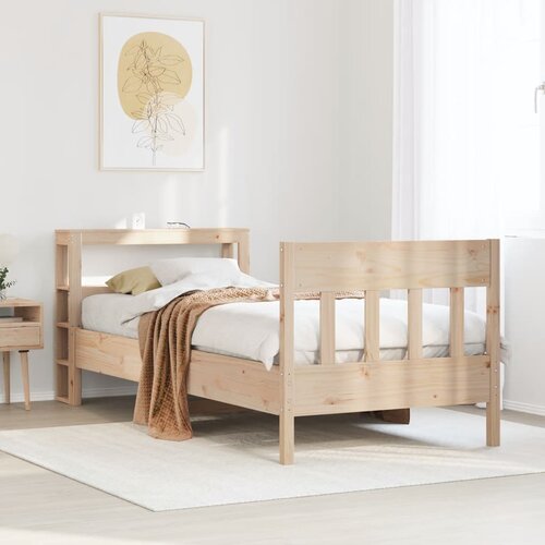 vidaXL Posteljni okvir brez vzmetnice 75x190 cm trdna borovina Cene