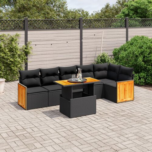 vidaXL 7-dijelni set vrtnih sofa od poliratana s jastucima crni Cijene