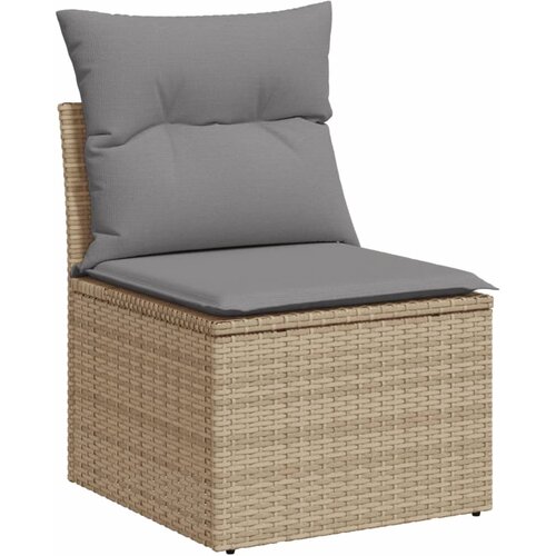  9-dijelni set vrtnih sofa s jastucima bež od poliratana 100 x 55 x 73 cm Slike