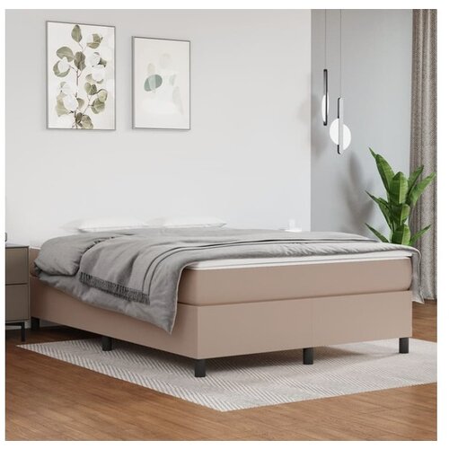 VidaXL Box spring postelja z vzmetnico kapučino 140x190cm um Slike