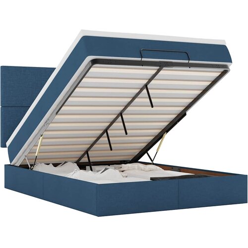 Maison Chic Otomanska Posteljni okvir - Dvoposteljna postelja - Zakonska postelja z vzmetnico moder 140x190 cm blago-J311, (21775331) Slike