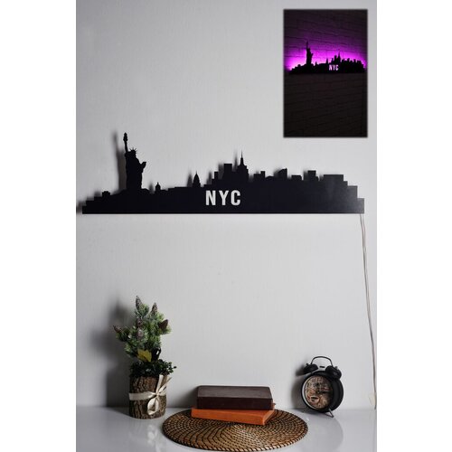 Wallity dekorativno led osvetljenje nyc skyline, 80x24 cm, roze Cene