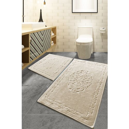 elite - mink multicolor bathmat set (2 pieces) Slike