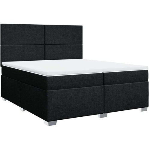 VidaXL Krevet s oprugama i madracem crni 200x200 cm od tkanine Slike