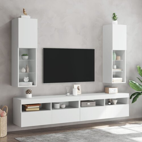 VidaXL TV ormarići s LED svjetlima 2 kom bijeli 30 5 x 30 x 102 cm Slike