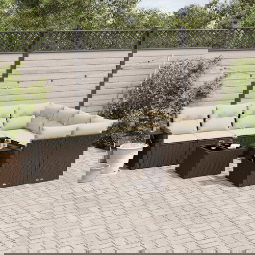 vidaXL 9-dijelni set vrtnih sofa s jastucima poliratan smeđi Cijene