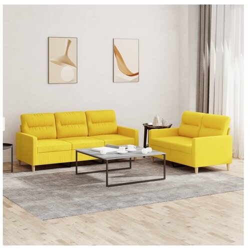 VidaXL 2-dijelni set sofa s jastucima svjetložuti od tkanine Slike