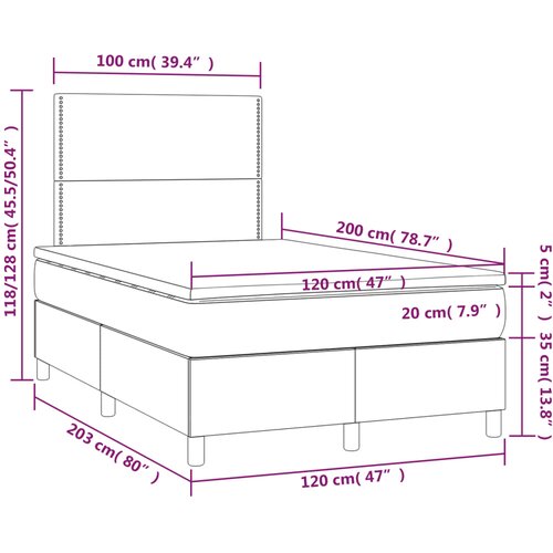  Krevet s oprugama i madracem sivi 120x200 cm od umjetne kože Slike