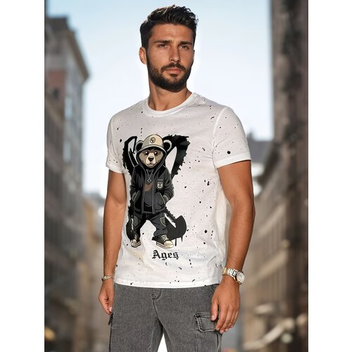 DStreet T-shirt męski z nadrukiem biała Slike