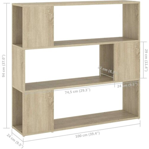 VidaXL Knjižna omara za razdelitev prostora sonoma hrast 100x24x94 cm Slike