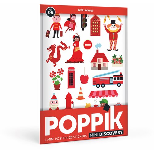 Poppik Edukativni poster s nalepnicama Mini otkrića Crvena boja Slike
