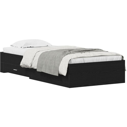 vidaXL Postelja Črna Oreh 90x200 cm Inženirski les Cene