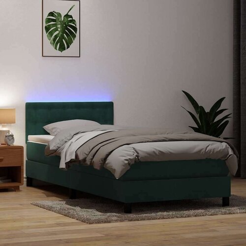Box spring postelja z vzmetnico temno zelena 80x220 cm žamet, (21791451) Cene