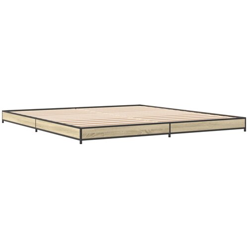 VidaXL Okvir za krevet boja hrasta 200x200cm konstruirano drvo i metal Slike