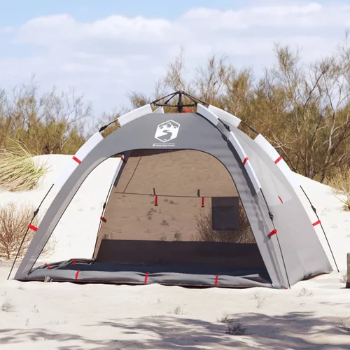 vidaXL Šator za plažu za 2 osobe vodootporni sivi