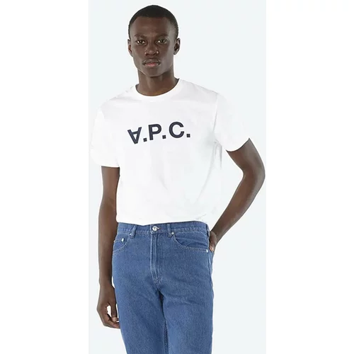A.P.C. Bombažna kratka majica Vpc Blanc bela barva